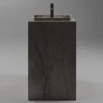 Умивальник окремо стоячий Luxestone 50x50x85 см з керамограніту, зі щілинним зливом та зйомною ревізією (Stonesink_model_3_1) - Фото 1